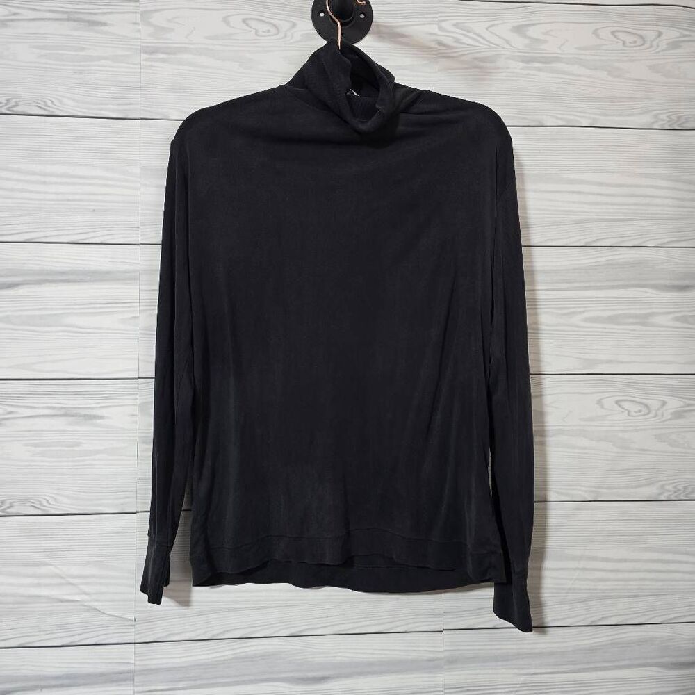 Sport Silks Vintage Black Turtleneck Chinese Imperial Silk Top Large Premium